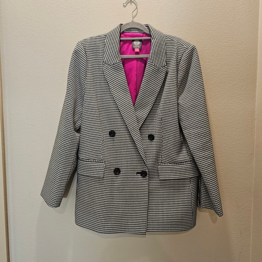 Vince Camuto Women's Houndstooth Double Breasted Blazer Size 14